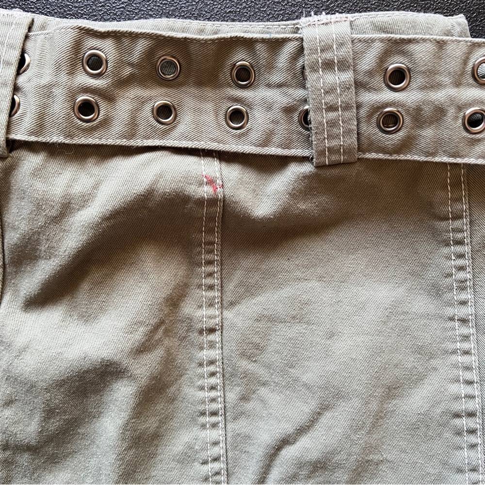 Y2K Cargo Mini Skirt with Belt Khaki Green Low Rise Utility Skirt Size Medium - Picture 6 of 10